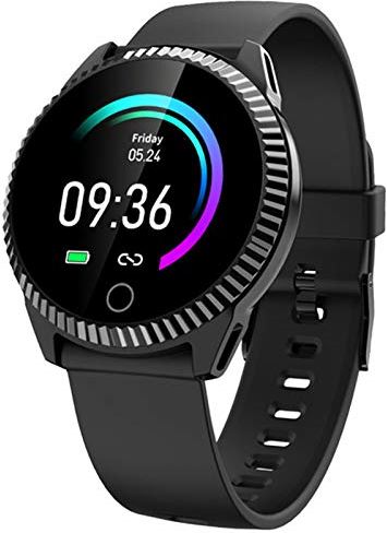 QAQQQQFGG Smart Watch Heart Rate Monitor 1.3'' Touch Fitness Tracker Sports Watch with Weather Display Counter Sleep Monitor Pedometer Watch Compatible with Android iOS for Men Women White (Black)