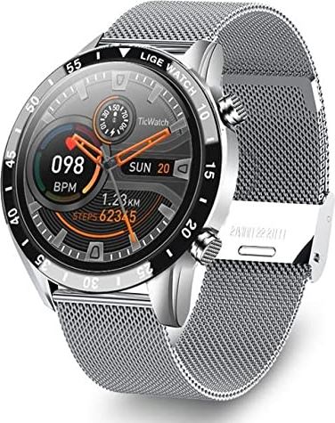 CHYAJIG Slimme Horloge Smart Watch Heren Bluetooth Call Watch IP67 Waterdichte sport fitness horloge for Android IOS Mannen slimme horloge for mannen vrouwen (Color : Mesh belt silver)