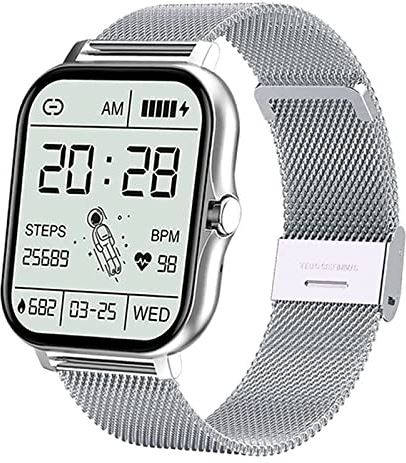 CHYAJIG Smart Watch Dames Smart Horloge Mannen 1.69"Kleurenscherm Volledige Touch Bluetooth Call Fitness Tracker Smart Clock Ladies Smart Watch Women (Color : Mesh Belt Silver)