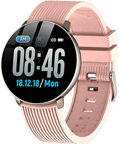 JXFY LV18 Smart Watch, IP67 Waterdichte Bloeddruk Hartslagmeter Fitness Tracker Sport Armband, voor Mannen Vrouwen (Roze)