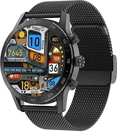 CHYAJIG Slimme Horloge Bluetooth Call Smart Watch Men Sport Clock IP68 Waterdichte hartslagmonitoring smartwatch for IOS Android telefoon (Color : Mesh belt black)