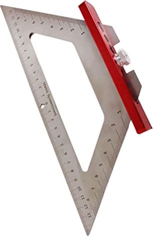 Obelunrp Timmerman Driehoek Heerser Angle Gauge 140mm Roestvrijstalen Markering Heerser Houtbewerking Tool Rode Houtbewerking Gereedschap-Timmerman Driehoek Liniaal