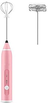 XSERNR USB Oplaadbare Blender Milk Frother Handheld Elektrische Mixer Schuim Maker Roestvrij Whisk 3 Snelheid (Kleur: Zwart) qujunji (Color : Pink)