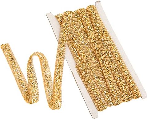 Sazao Strass riem gemakkelijk te dragen 5 meter gouden DIY strass riem 1,5 cm breed Party