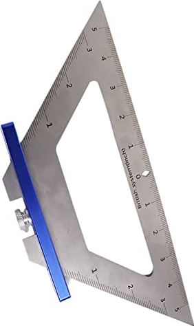 Obelunrp Timmerman Driehoek Heerser Angle Gauge 140mm Rvs Markering Heerser Houtbewerking Tool Blauw Houtbewerking Gereedschap-Timmerman Triangeerliniaal