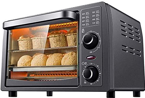 BOWENDIAN 13L Elektrische Mini-Oven, Zwart Met Timer Van 60 Minuten - Instelbare Temperatuurregeling Convectie Aanrecht Broodrooster Oven Esthetisch En Praktisch