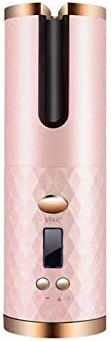 Tyfanag Draadloos automatisch haar krullenijzer met Lcd Temperatuurweergave en timerinstellingen, draagbaar USB Draadloos oplaadbare tool (Color : Pink hair curler)