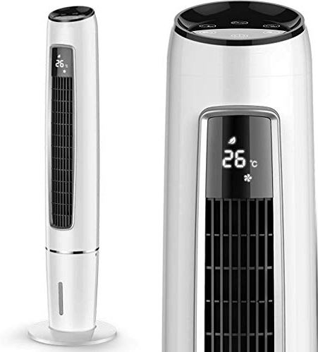 UUIINMNNM Air Cooler for Home Office Quiet Oscillating Tower Fan with 4 L Water Tank Floor Air Cooler with 3 Speed Setting Remote Control 12 Hour Timer White (Color : Size :)