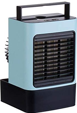 UUIINMNNM Mini Air Cooler Portable Cooling Fan USB Air Conditioning Fan Evaporative Coolers with Humidifier and LED Night Desktop Cooling Fan for Office Home Dorm Travel (Blue)