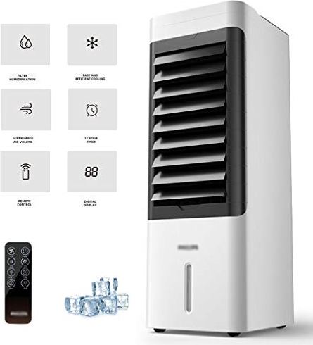 UUIINMNNM Evaporative Cooler 3-in-1 Portable Air Cooling Fan Humidifierwith 3 Wind Modes 3 Speeds 4 Wheels and 4 Ice Box Suitable for Bedroom Living Room