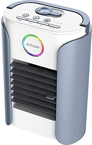 UUIINMNNM Portable Air Conditioner Fan Personal Air Cooler Mini Air Conditioner with 3 Fan Speeds and 4 Color LED Light Desktop Table Cooling Fan Evaporative Air Cooler for Home Bedroom Office