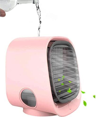 SHIXUE Draagbare Luchtkoeler, Nieuwe Water Koelventilator Mini Home Desktop Draagbare Airconditioning Ventilator Amazon Kleine USB Luchtkoeler USB Kleine Persoonlijke Ruimte Airconditioner Koeler,Roze