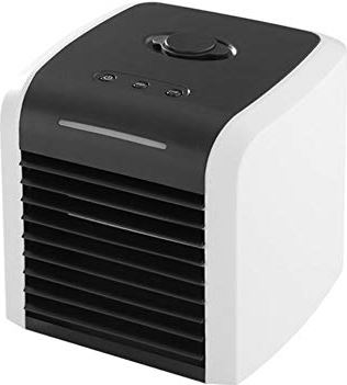 UUIINMNNM Mini Air Conditioner Fan 3 in 1 Personal Space Cooler Desktop Portable Evaporative Air Cooler Misting Fan Air Conditioner 3 Speed 7 Color LED Light for Room Office Kitchen