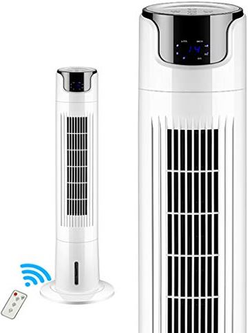 UUIINMNNM Tower Type Air Cooler Remote Air Purifier Silent Air Conditioner Air Purification Suitable for Living Room Bedroom Kitchen Etc White 110x30cm