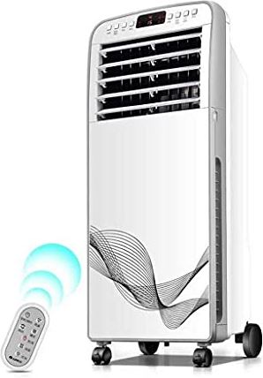 UUIINMNNM Air Cooler for Home Office Advanced Mobile Cooling Fan Ultra Thin Double Side Entry Wind 4 Wind Speed 3 Wind Class 100W 8h Timing Large Water Tank Home Air Conditioner White (Color : WHI