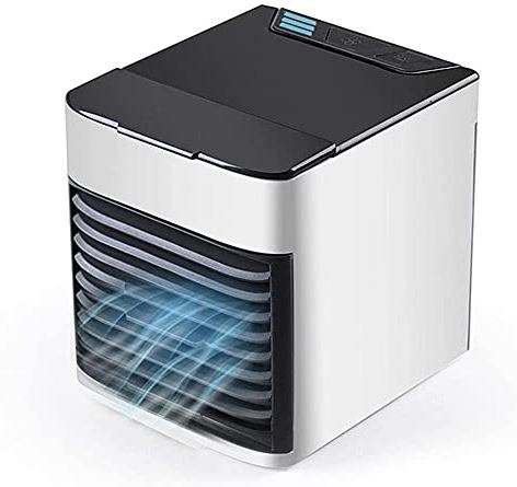 MHGD Mobiele airconditioner Luchtkoelerventilator, 3 in 1 verdampingskoelers & luchtbevochtiger & luchtreiniger met 600 ml watertank, USB 3 S mini persoonlijke luchtkoeler Desktop koelventilator voor thuis