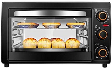 MXXHFC Mini 25L elektrische oven met nauwkeurige temperatuurregeling 0-230;C en 0-60min Timing 1300W dubbellaagse multifunctionele kleine oven zwart