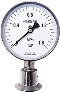 XWJSKJ Alle roestvrijstalen sanitair diafragma manometer luchtdruk gauge schokbestendige manometer (Color : Silver, Size : 0~0.1)