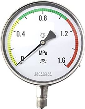 XWJSKJ Schokbestendige manometer roestvrijstalen manometer olie-gevulde vacuümmeter micro-drukmeter luchtdrukmeter (Color : White, Size : 0~16)