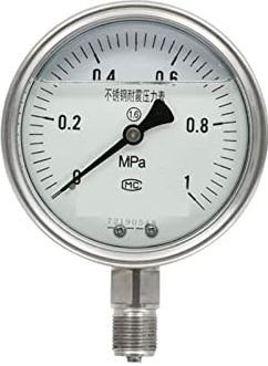 XWJSKJ Roestvrijstalen manometer radiale directe micro-drukmeter hoge temperatuur vacuüm negatieve druk schokbestendige oliedrukmeter (Color : White, Size : 0~0.4)