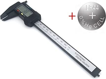 XWJSKJ Digitale remklauw elektronische koolstofvezel Vernier remklauwen 150mm / 100mm Plastic gauge micrometer liniaal meten gereedschap instrument (Color : Black 15cm and BTR)