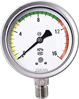 XWJSKJ Roestvrijstalen diafragma manometer micro-drukmeter luchtdrukmeter trillingsdrukmeter (Color : Silver, Size : 0~16KPA)