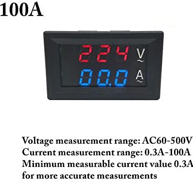 LMMY Digitale voltmeterameter DC 0-100V AC60-500V 1A 10A 50A 100A rood blauw LED Display Voltage Current Meter Tester Detector (Color : 100A)