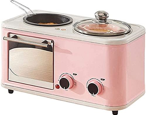 MXXHFC 5L vier-in-een mini-oven, huishoudelijke multifunctionele ontbijtmachine elektrische oven om te frituren, instelbare timer van 60 minuten, 1200W, (Kleur: Roze) (Kleur: Blauw) (Roze) (Roze)