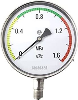 XWJSKJ Schokbestendige manometer roestvrijstalen manometer olie-gevulde vacuümmeter micro-drukmeter luchtdrukmeter (Color : White, Size : 0~0.6)