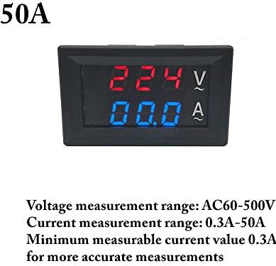 LMMY Digitale voltmeterameter DC 0-100V AC60-500V 1A 10A 50A 100A rood blauw LED Display Voltage Current Meter Tester Detector (Color : 50A)