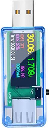 Obelunrp DC Digitale Voltmeter U96 Detector Transparant met USB Male Vrouw tot Alligator Sky Blue Calibration Instrument-Voltage en huidige kalibrator
