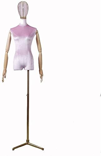 LYSGST Mannequin Manikin Body Tailors Dummy Manikins Female Mannequin Adjustable Height Torso Clothing Window Shop Tripod Stand (A Medium)
