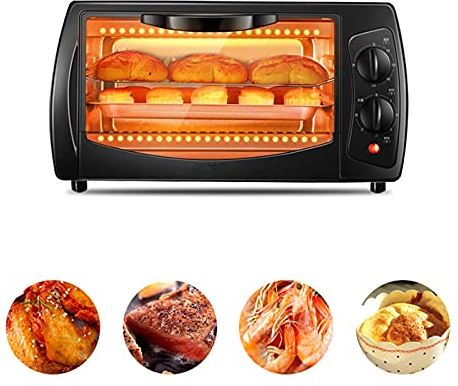 MXXHFC Mini-oven - Aanrecht elektrische oven en grill, 70-230 instelbare temperatuur, 60 min timerfunctie, veelzijdig koken, wit (zwart)