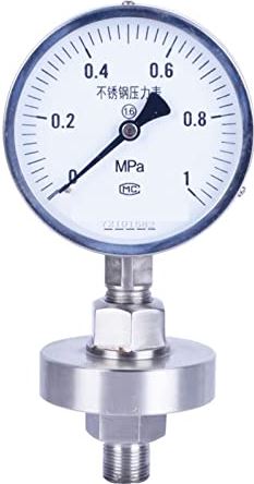 XWJSKJ Schroefdraad drukmeter roestvrij stalen diafragma manometer luchtdrukmeter (Color : Natural, Size : 0~0.6)