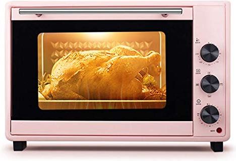 MXXHFC 40L mini-oven Instelbare temperatuur 0-230 en 60 minuten timer Vijf-laags bakpositie Huishoudelijk bakken Multifunctioneel Volautomatische elektrische oven Bakken Taart Brood Pizza met Accesso (roze