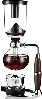 THGJACH Koffiesifon 3 kopjes glazen tafelblad koffiezetapparaat voor het zetten van koffie en thee, houten handvat (Color : A, Size : 34.5 * 12cm)