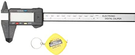 XWJSKJ 100/150 mm 4/6 inch Lcd Digitale elektronische koolstofvezel Vernier Caliper Gauge Micrometer Meetgereedschap 1M Meetlint (Color : Black 150 tape)