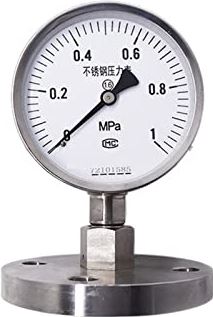 XWJSKJ Manometer schokbestendige manometer flentype Alle roestvrijstalen manometer verbonden met roestvrijstalen diafragma (Color : White, Size : 0~0.4)