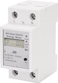 lxxiulirzeu Energie meter Wifi Intelligent Energy Meter Single Phase Din Rail Power Consumption Kwh Meter Wattmeter Works With Alexa And Google Home voor batterijbewaking