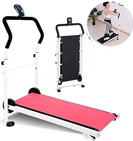 DFJU Opvouwbare loopband voor thuis Indoor fitnessapparatuur Gewichtsverlies Stepper Loopmachine Huishoudelijke loopband Draagbare cardiofitness-oefening (roze)