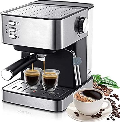SXLCKJ Traditioneel pomp-espressoapparaat, 15 bar-espresso-koffiezetapparaat met schuimend melkstaafje, one-touch (thuisbreker)