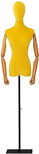 LYSGST Mannequin Torso Body Female Mannequin Torso Body Head Dress Form with Metal Base Stand Wooden Arms for Clothing Dress