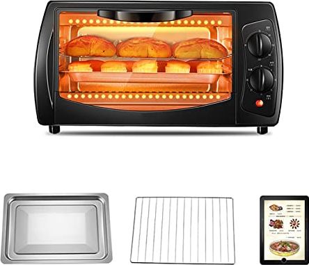 MXXHFC Mini-oven - Aanrecht elektrische oven en grill, 70-230 instelbare temperatuur, 60 min timerfunctie, veelzijdig koken, wit (zwart)