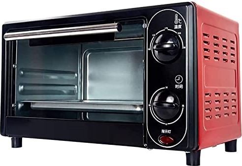 MXXHFC 12 liter mini-oven met bakvormen, roestvrijstalen rode elektrische oven, temperatuurregeling 100-230?, geschikt voor uw gezinswagen kleine oven