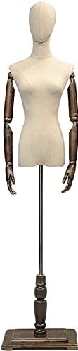 LYSGST Mannequin Torso Body Female Mannequin Torso Body Head Dress Form for Clothing Dress Jewelry Display with Wooden Stand and Arms