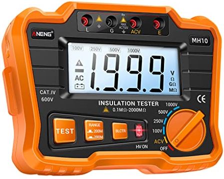 YUSSEQDD 1999MO 100V / 250V / 500V / 1000V digitale megohmmeter aarde grondweerstandsmeter met kabelbatterij aangedreven stofdicht, oranje