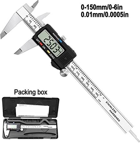 XWJSKJ Digitale Vernier Remklauw 6 inch 0-150mm Elektronisch meetbeugel Roestvrij staal (Color : Calipers box)