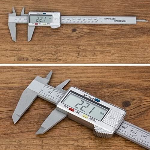 XWJSKJ Digitale Vernier Remklauw 100 mm 150 mm Lcd Elektronische koolstofvezel hoogtemeter Micrometer Meetgereedschap Houtbewerkingsgereedschap (Color : Plastic silver 150mm)