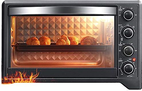 MXXHFC Mini-oven, huishoudelijke multifunctionele elektrische oven, onafhankelijke temperatuurregeling, 38 l grote capaciteit, 3-laags explosieveilige glazen deur, 7 verwarmingsmodi, 4-laags bakken van ver