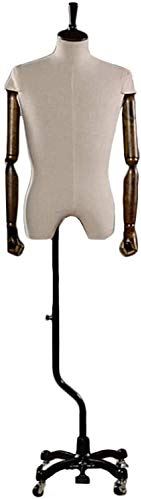 LYSGST Mannequin Manikin Body Tailors Dummy Adjustable Height Detachable Manikins Model Props Stable Linen Half Body Suit Designer Professional Male Mannequin (B Medium)